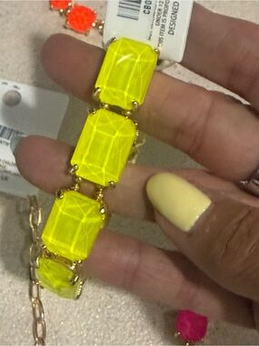 Gold Bracelet with Neon Yellow Gemstones
